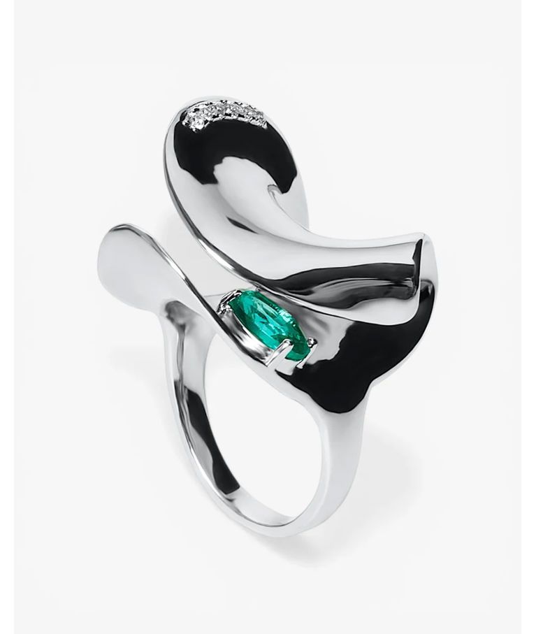 Silverring Blue Stone Crystal SIZE 52