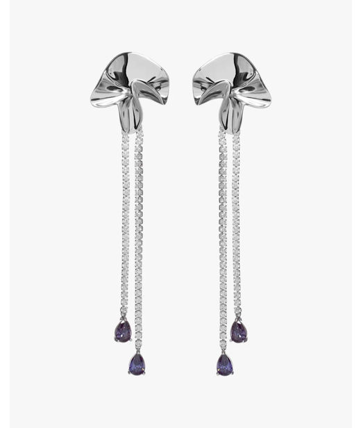 Silverörhänge Purple Stone Crystal