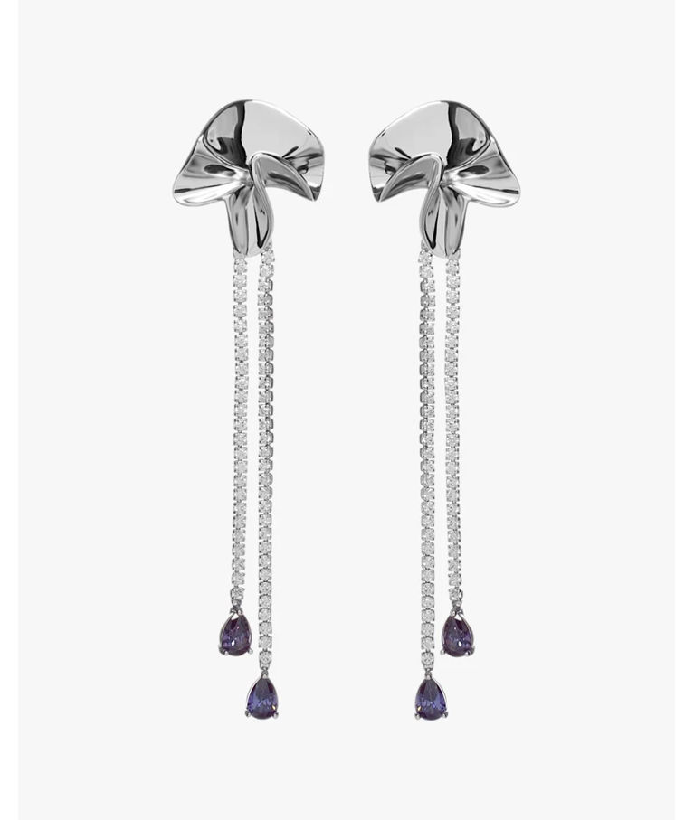 Silverörhänge Purple Stone Crystal