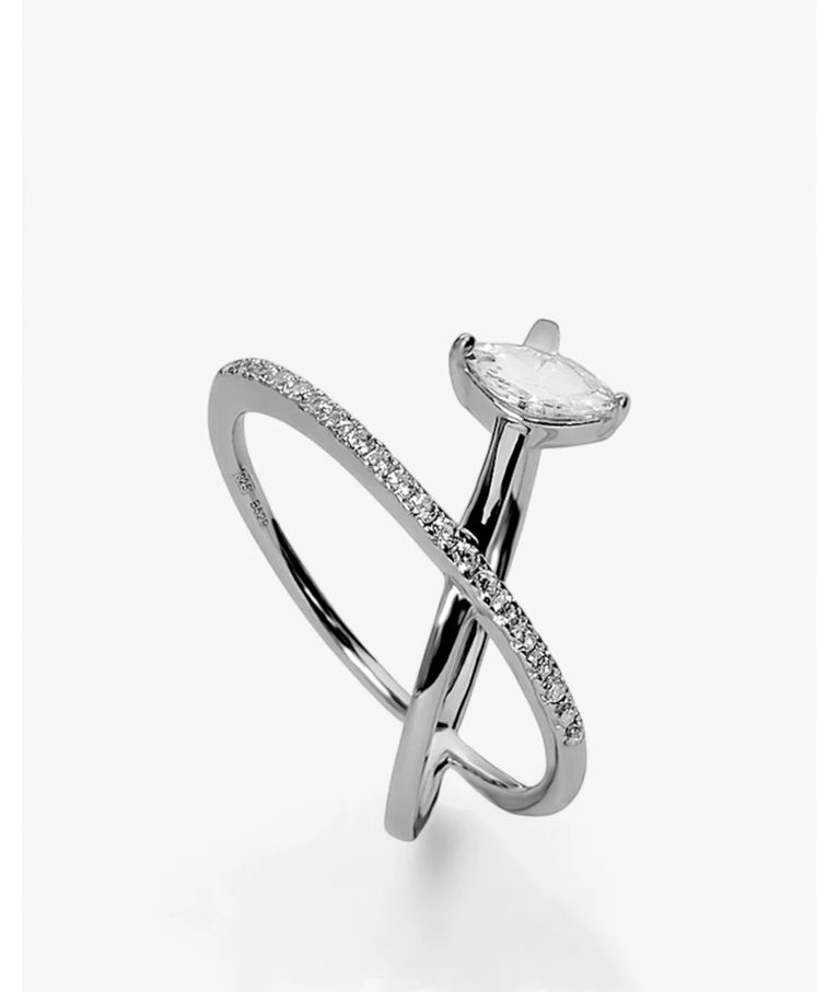 Silverring Cross cz SIZE 56