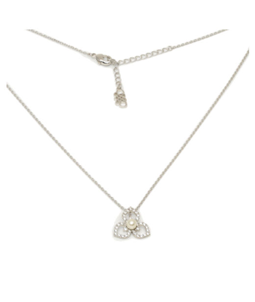 Mässinghalsband Elise - Ivory pearl silver