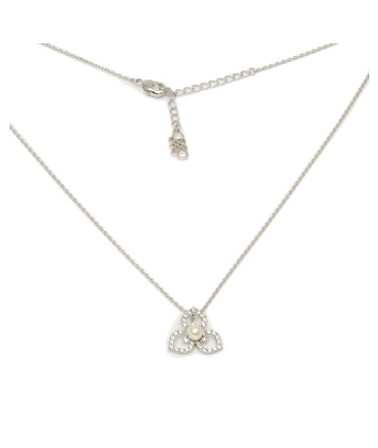 Mässinghalsband Elise - Ivory pearl silver