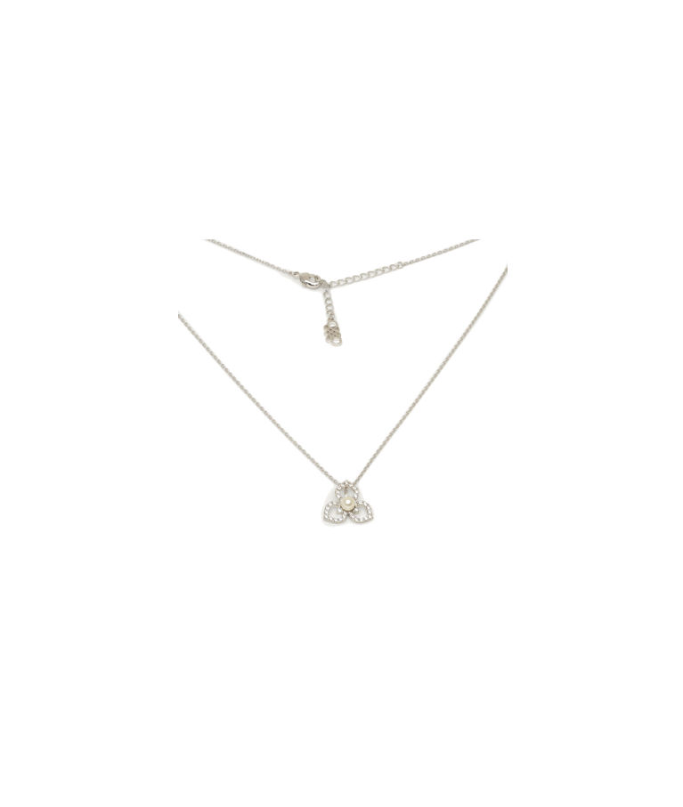 Mässinghalsband Elise - Ivory pearl silver