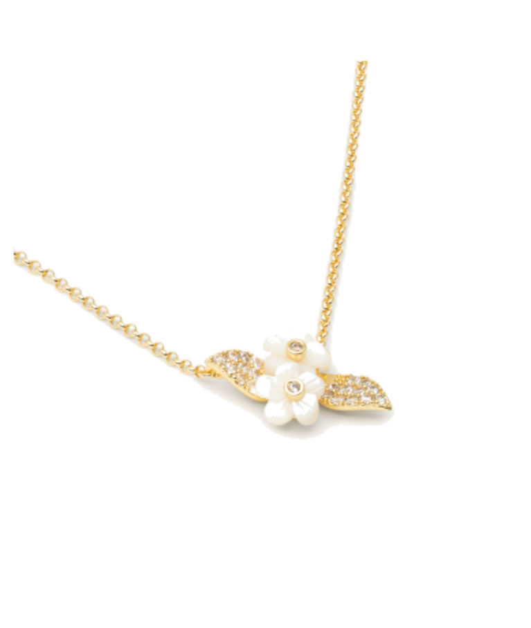 Mässinghalsband Claire - Creme puff gold