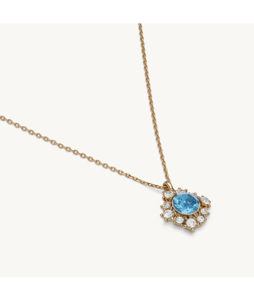 Mässinghalsband Emily Ice Blue gold