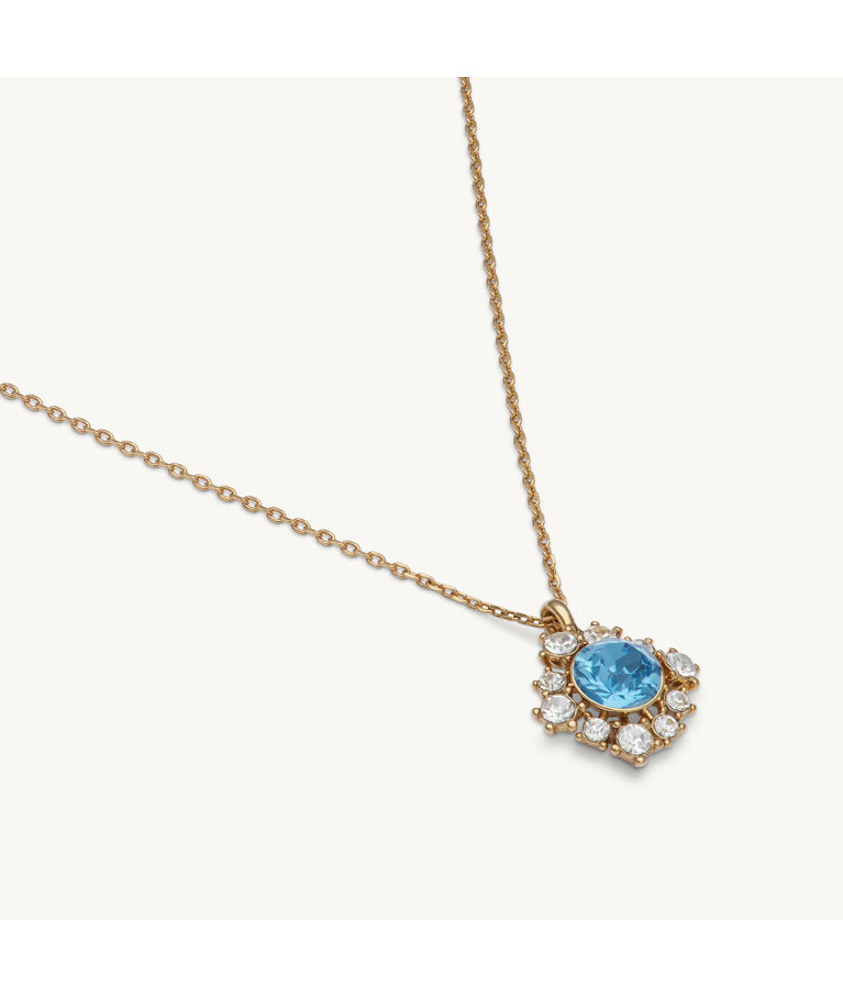 Mässinghalsband Emily Ice Blue gold