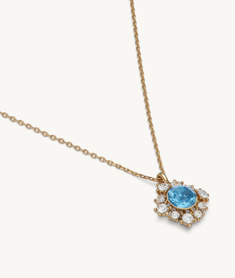 Mässinghalsband Emily Ice Blue gold