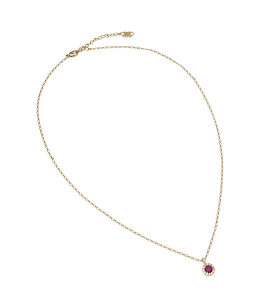 Mässinghalsband Laurie Pink Ruby gold