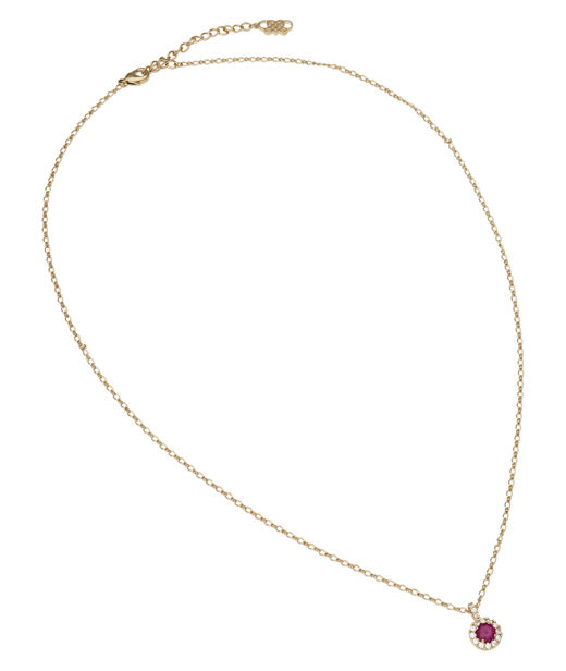 Mässinghalsband Laurie Pink Ruby gold