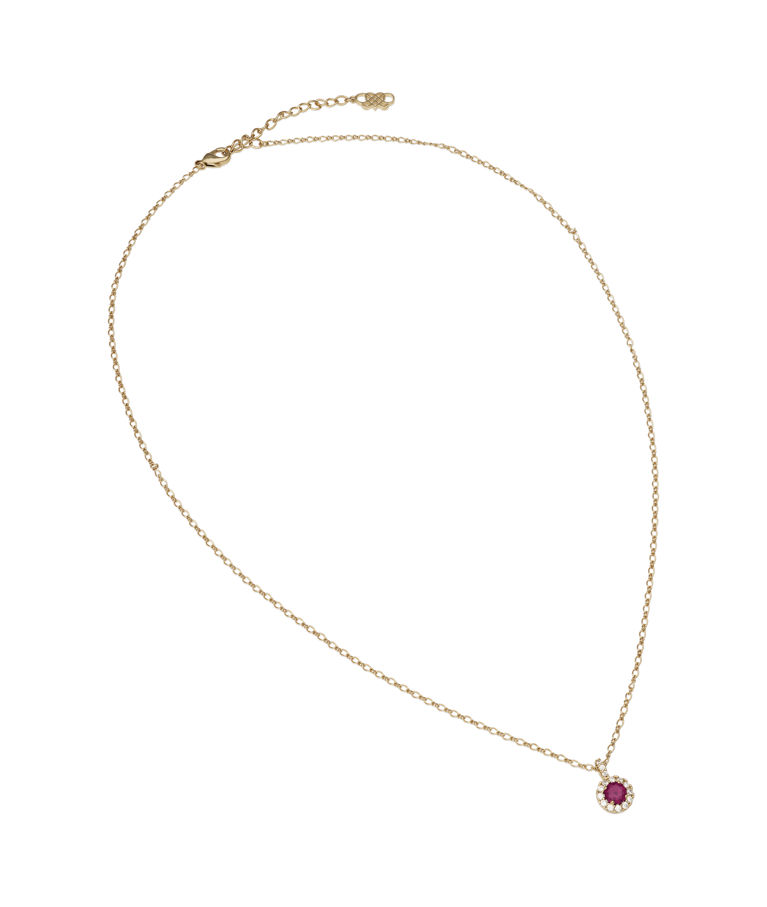 Mässinghalsband Laurie Pink Ruby gold