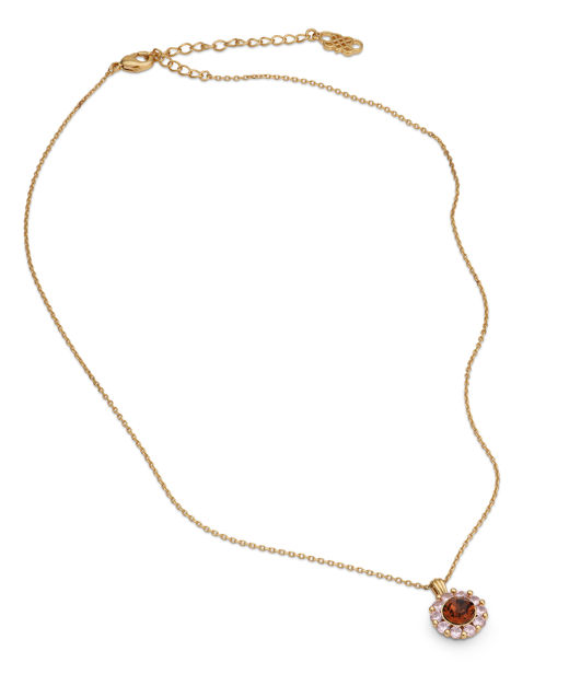 Mässinghalsband New Miss Sofia Pink amber gold (limited)