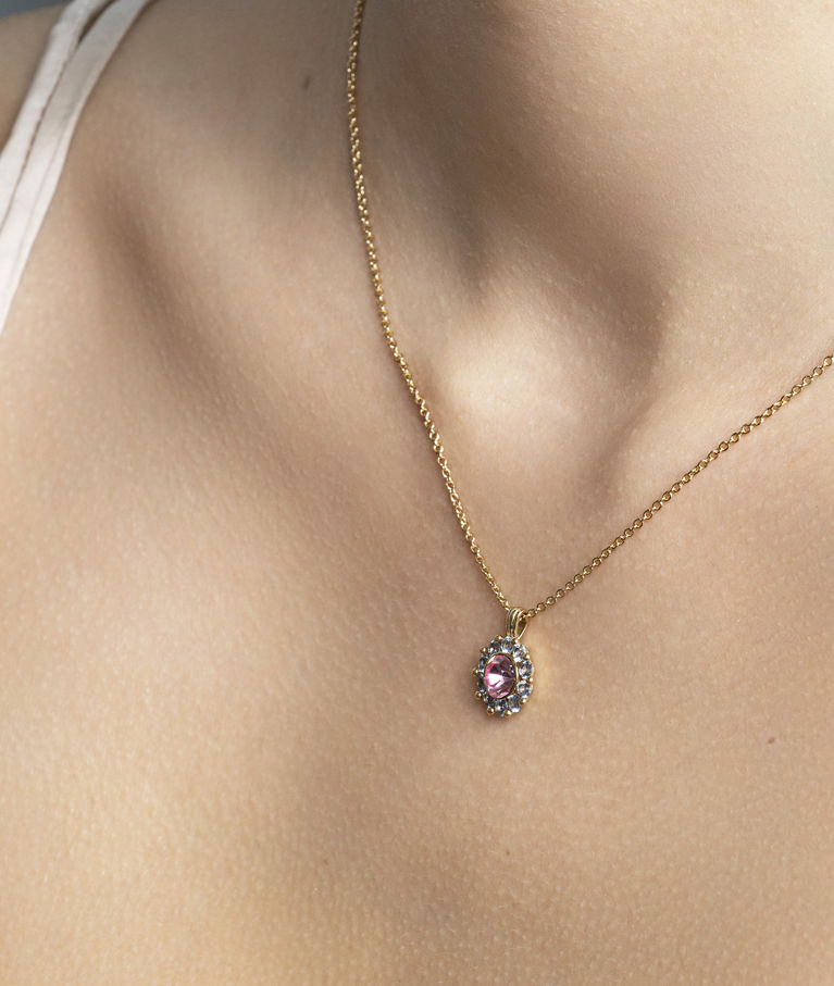 Mässinghalsband New Miss Sofia - Celestial pink / blue silve