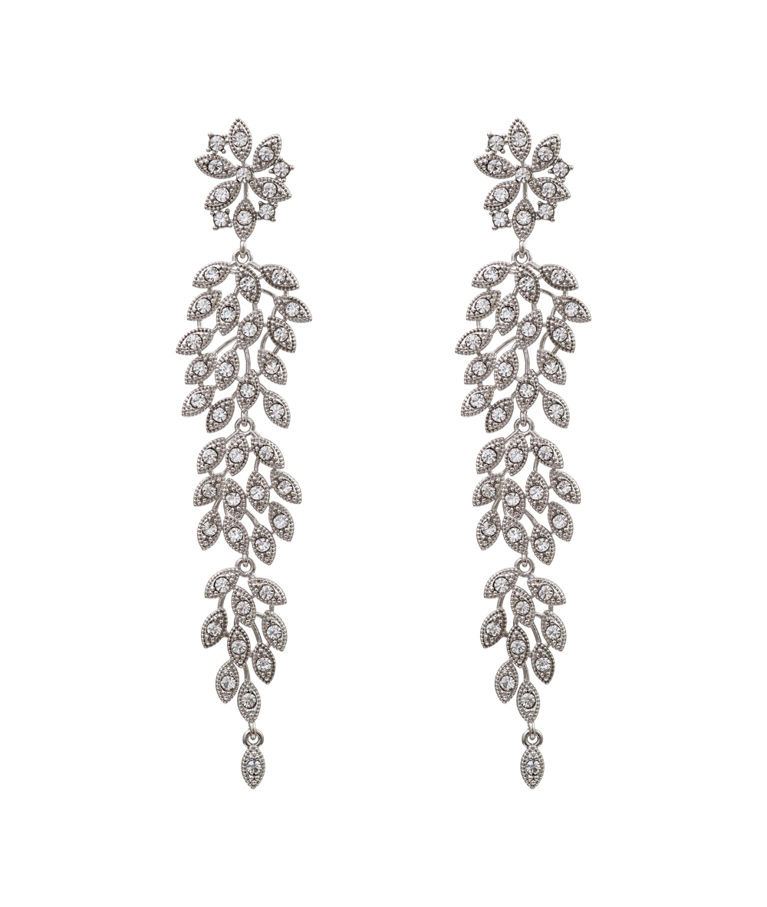 Mässingsörhänge Laurel Crystal silver BS