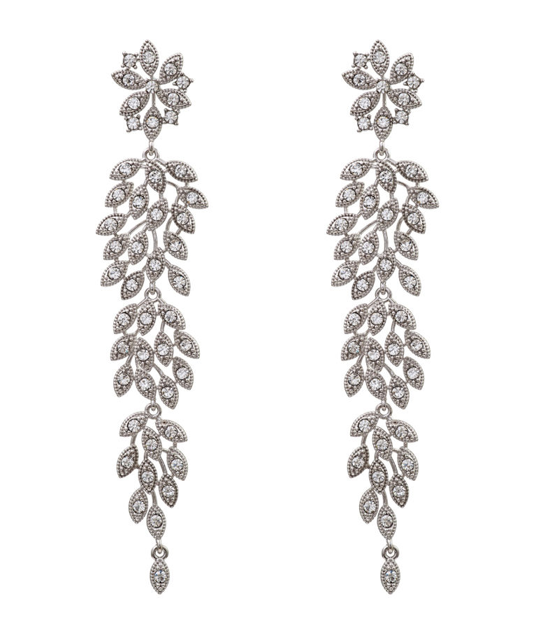 Mässingsörhänge Laurel Crystal silver BS