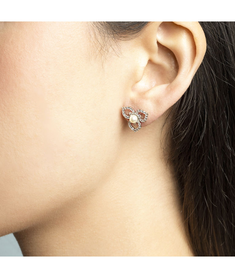 Mässingörhänge Elise - Ivory pearl silver