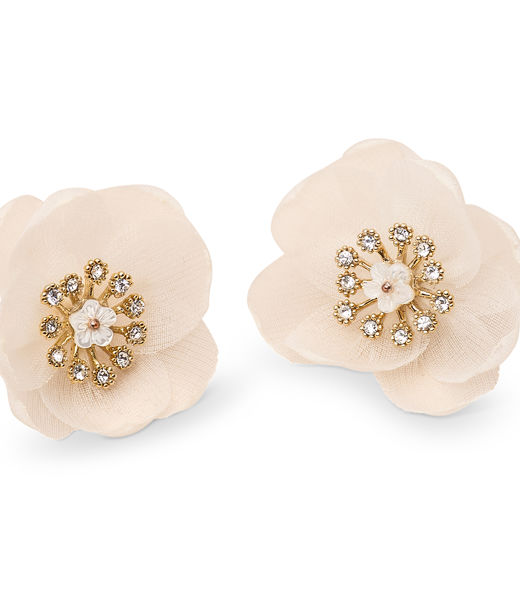 Mässingörhänge Organza botanical Ivory gold