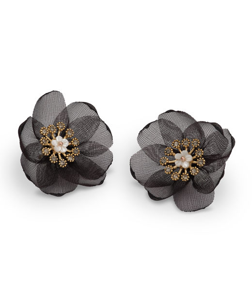 Mässingörhänge Organza Botanical Black gold