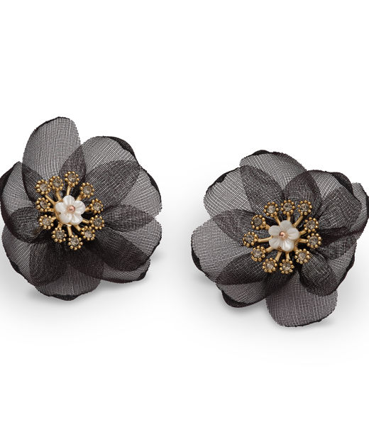 Mässingörhänge Organza Botanical Black gold