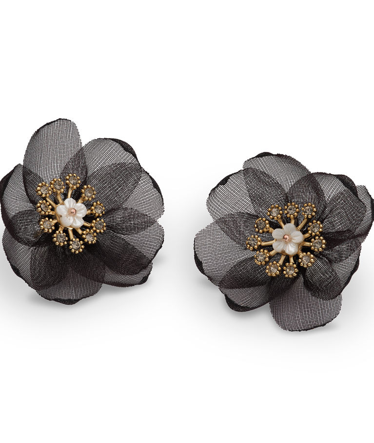 Mässingörhänge Organza Botanical Black gold