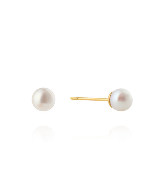 Stålörhängen Pearl Studs 5mm gold