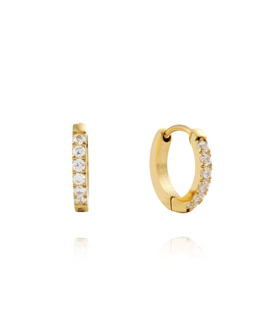 Mässingörhänge Shiny gold Hoops small cz
