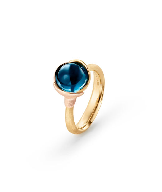 18k gg/rosé ring Lotus stl 1 London blue topas SIZE 55