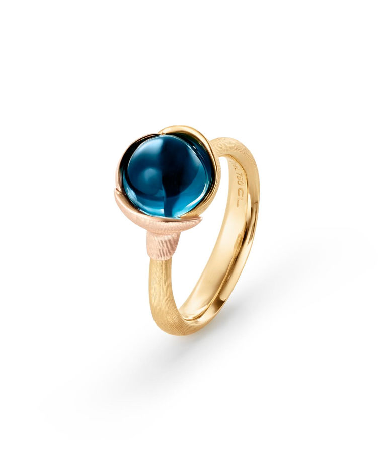 18k gg/rosé ring Lotus stl 1 London blue topas SIZE 55