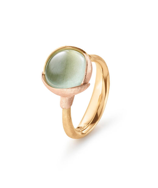 18k gg/rosé ring Lotus stl 2 grön akvamarin CC SIZE 52