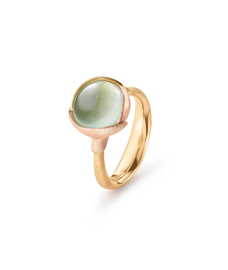 18k gg/rosé ring Lotus stl 2 grön akvamarin CC SIZE 52