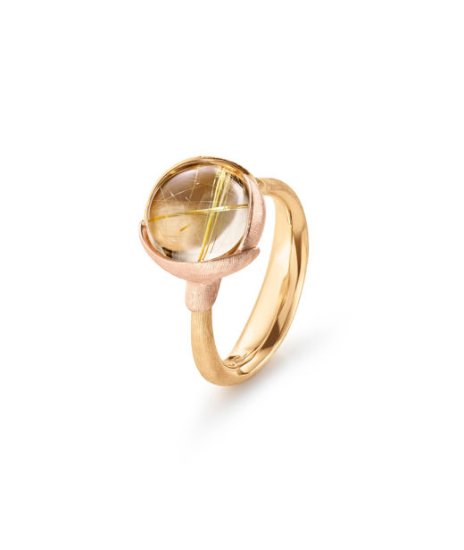 18k gg/rosé ring Lotus stl 2 rutilkvarts CC SIZE 54