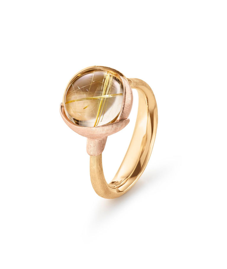 18k gg/rosé ring Lotus stl 2 rutilkvarts CC SIZE 54