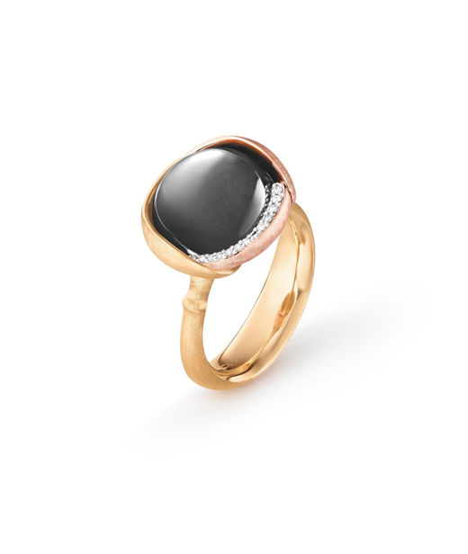 18k gg/rosé ring Lotus stl 3 grå månsten 0,05ct tw/vs CC SIZ