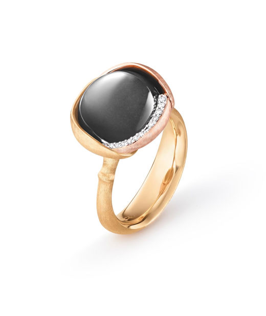 18k gg/rosé ring Lotus stl 3 grå månsten 0,05ct tw/vs CC SIZ