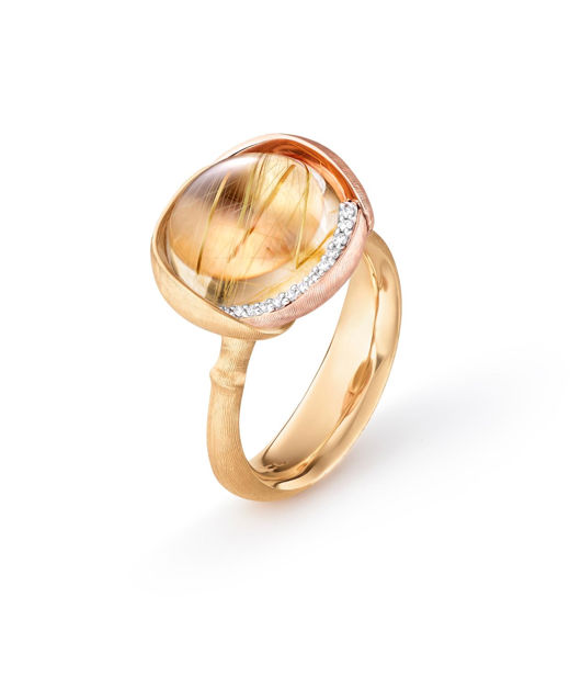 18k gg/rosé ring Lotus 3 rutil+dia tot 0,05ct tw/vs CC SIZE