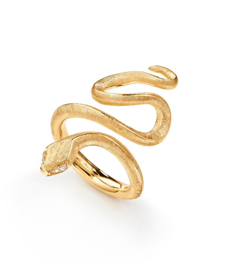 18k gg ring Snakes Medium tot 0,02ct tw/vs BSG CC SIZE 54