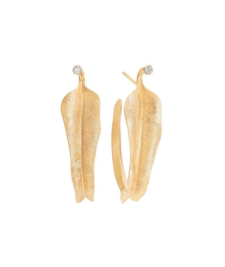 18 gg örhänge Creole Leaves tot. 0,04ct TW.VS CC
