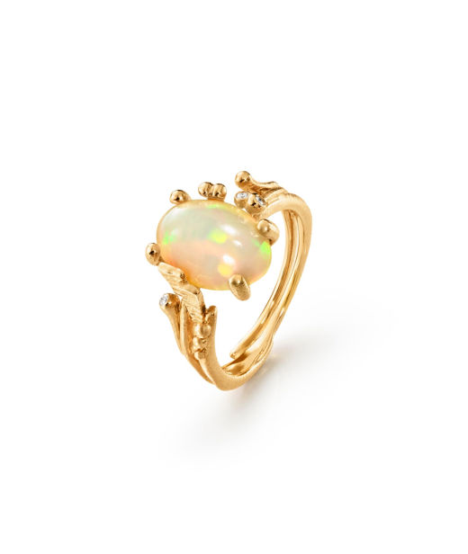 18k gg ring BoHo Opal 9x13mm tot 0,02ct tw/vs SIZE 54