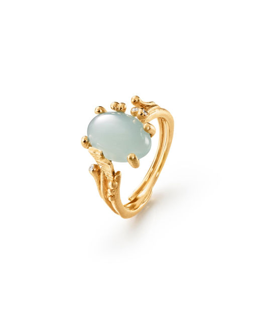 18k gg ring BoHo Akvamarin 9x13mm tot 0,02ct tw/vs SIZE 55