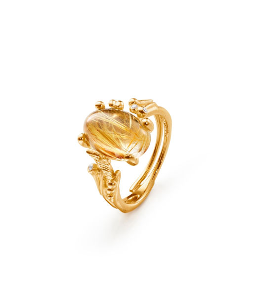 18k ring gg BoHo Rutile -x13mm + dia tot 0,02ct SIZE 53