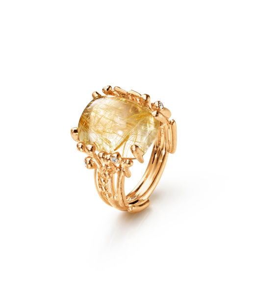 18k gg ring Rutil 15x11mm tot 0,04ct tw/vs SIZE 56