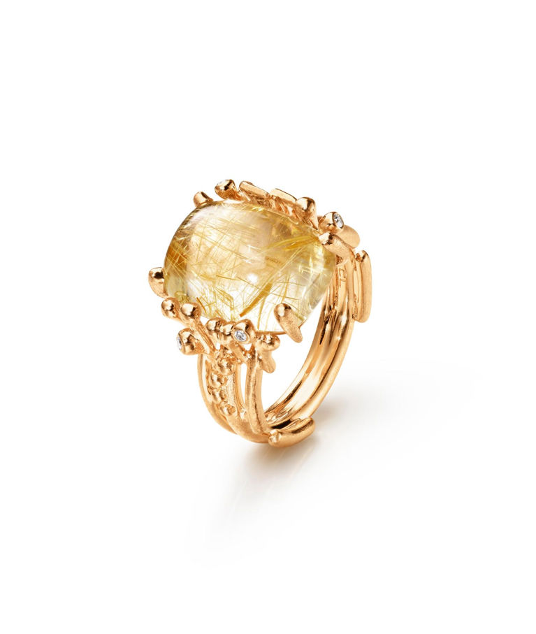 18k gg ring Rutil 15x11mm tot 0,04ct tw/vs SIZE 56