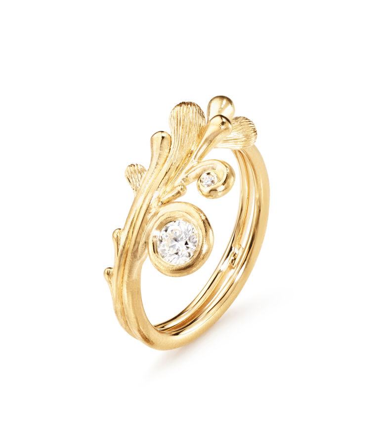18k gg ring BoHo 2diamant 0,208ct. TW.VS SIZE 54