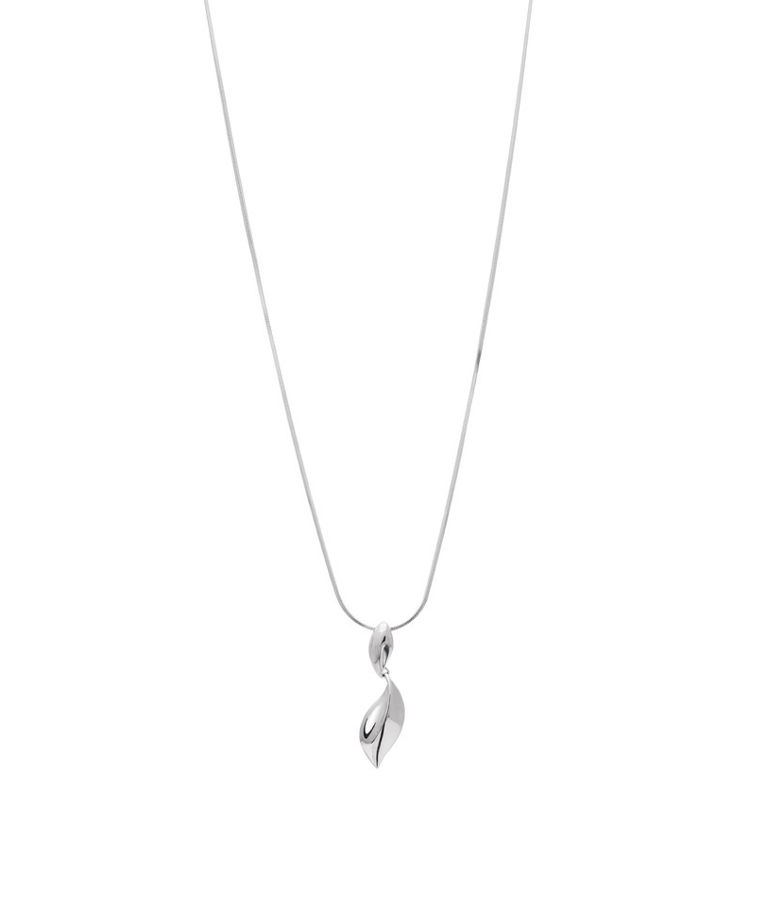 SilverHalsband 2 hängande löv 4kant 42+5cm