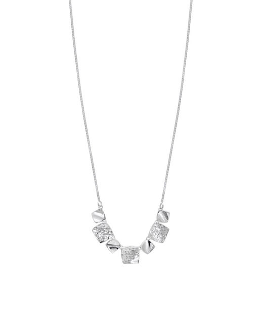 Silverhalsband 42+3cm kvadrater hamrad slät venezia