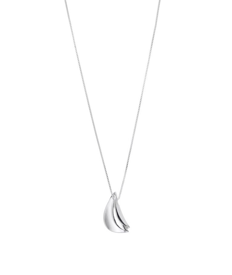 Silverhalsband Matt/blank 2 löv i ett. 42+3cm