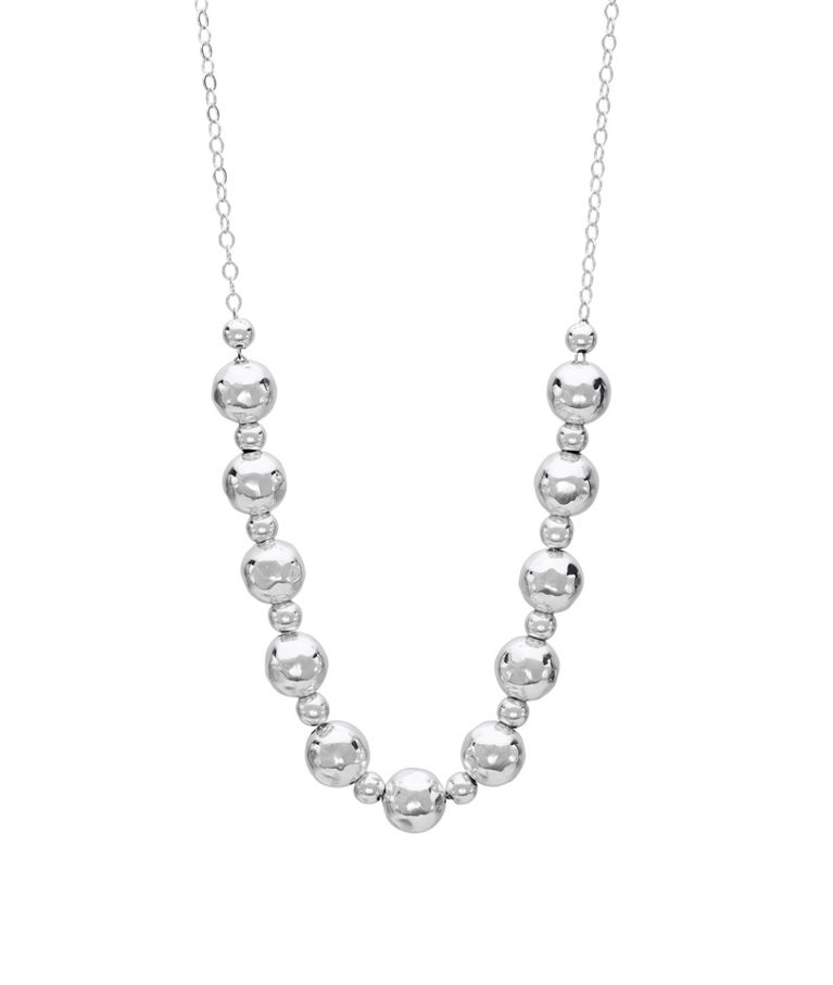 Silverhalsband hamrade kulor 45CM