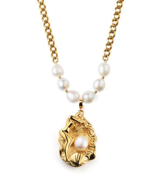 Stålhalsband La Déesse Golden Pearl