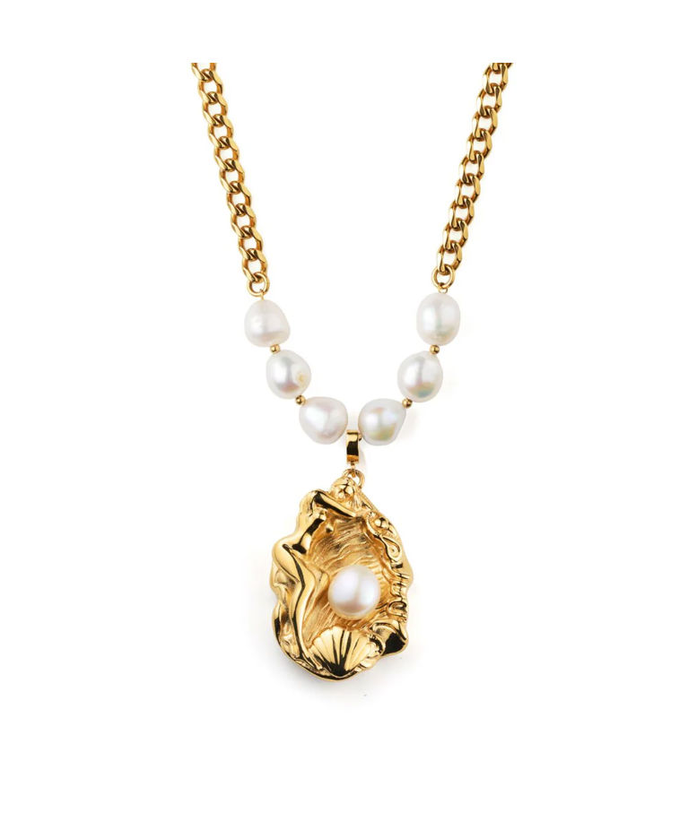 Stålhalsband La Déesse Golden Pearl