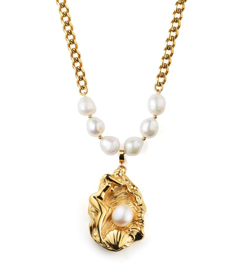 Stålhalsband La Déesse Golden Pearl