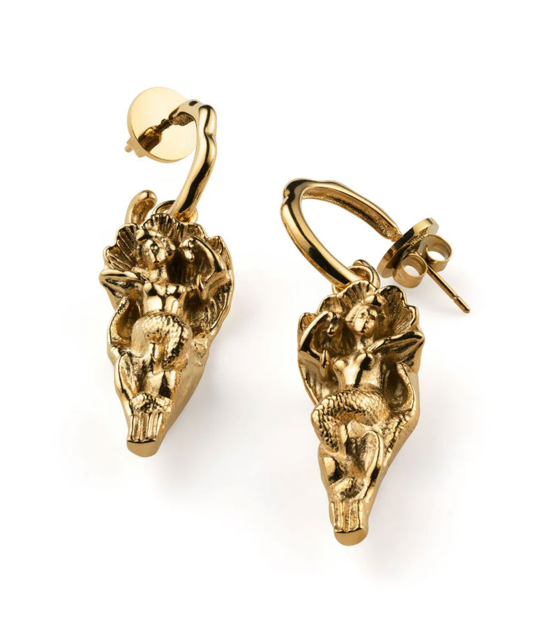 Stålörhänge Siréne Mermaid Golden Hoops